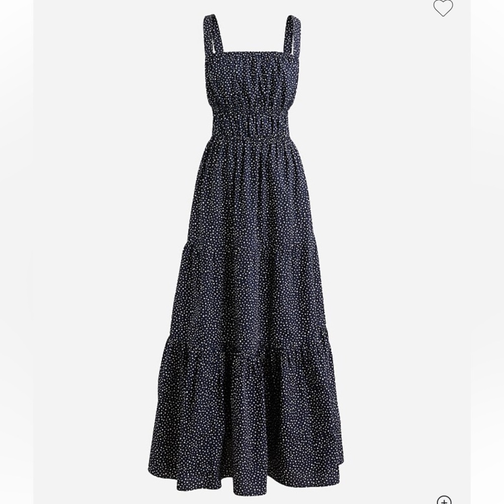 J. Crew Navy Midi Dress with White Pattern